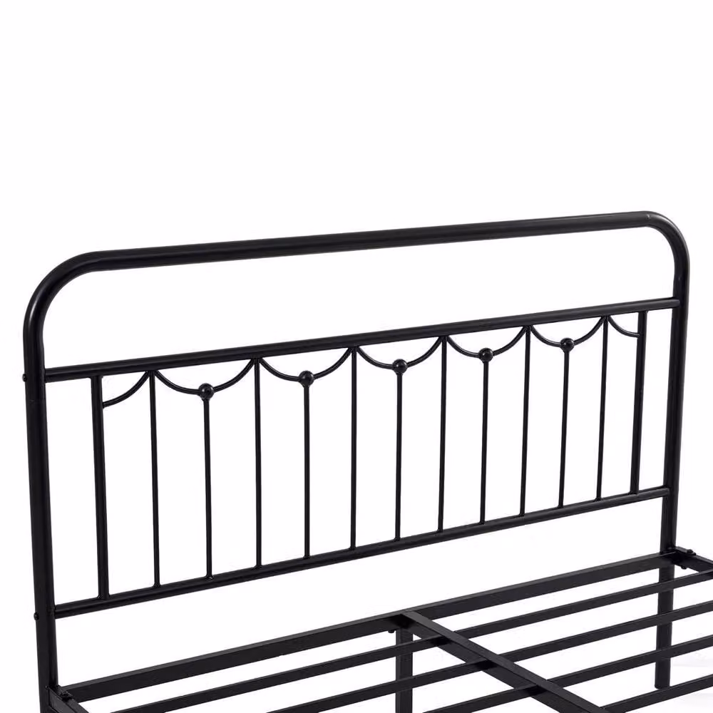 FORGEVIO Single Metal Bed Frame with Headboard, Footboard and Slatted Base in Black, W/D/H: 90 x 190 cm – 1