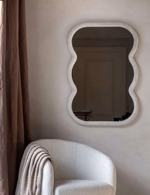 Gallery Direct Como Rustic White Wooden Curved Rectangle Wall Mirror