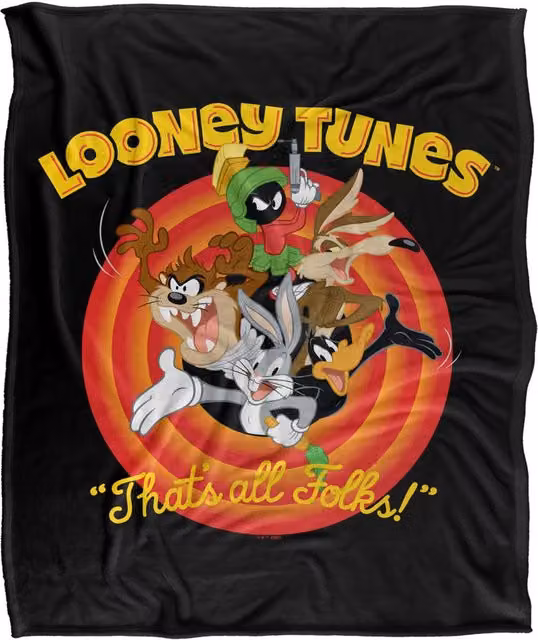 Warner Bros. Looney Tunes That's All Folks Super Soft Silky Touch Fleece Throw Blanket, Multicolour, W: 152 cm x D: 127 cm – 6