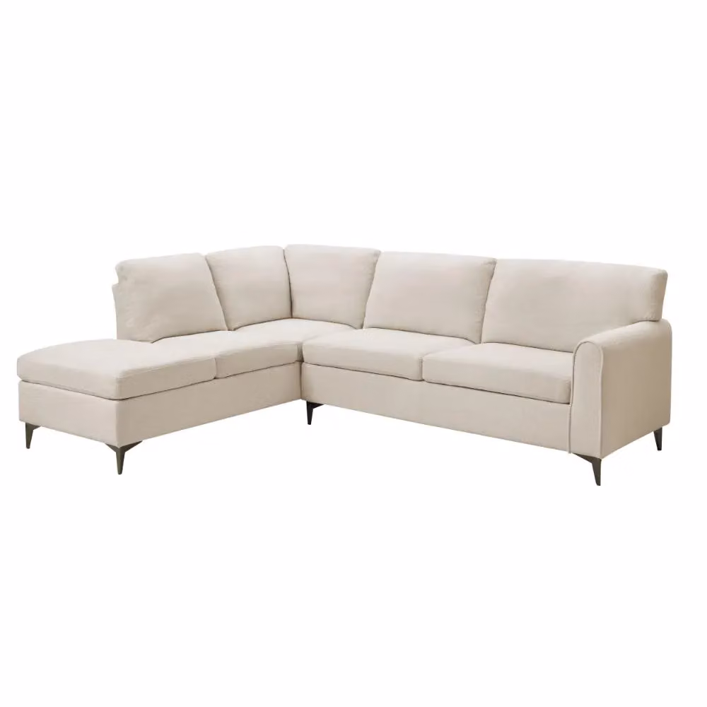 Home Detail Alyssum Left-Hand Corner Sofa in Beige Bouclé Fabric with Metal Frame, W/D/H: 249 x 197 x 88 cm – 2