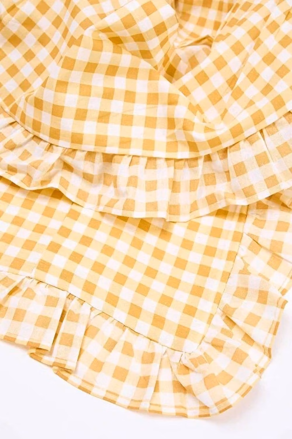 WOVCOR Double Gingham Duvet Cover and Pillowcase Set with Ruffle Detail, Yellow, W/H: 200 x 220 cm – 2