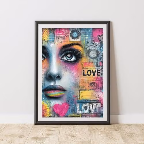 60 SECOND MAKEOVER Love Graffiti Urban Street Art Poster, Multicolour, A3