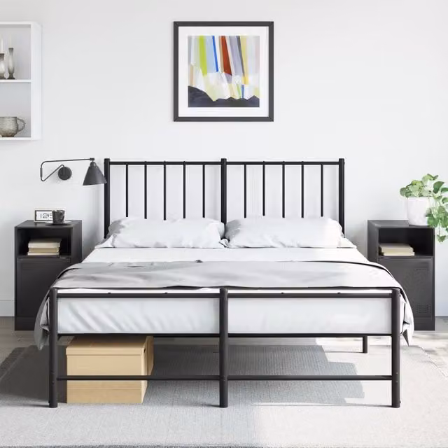 Berkfield Home Set of 2 Black Metal Industrial Bedside Cabinets, W/D/H: 34.5 x 39 x 62 cm – 1