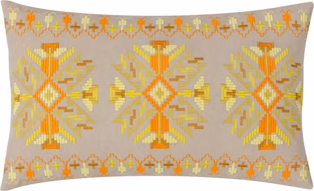 Make It A Home Kalina Yellow Floral Embroidered Rectangular Cushion