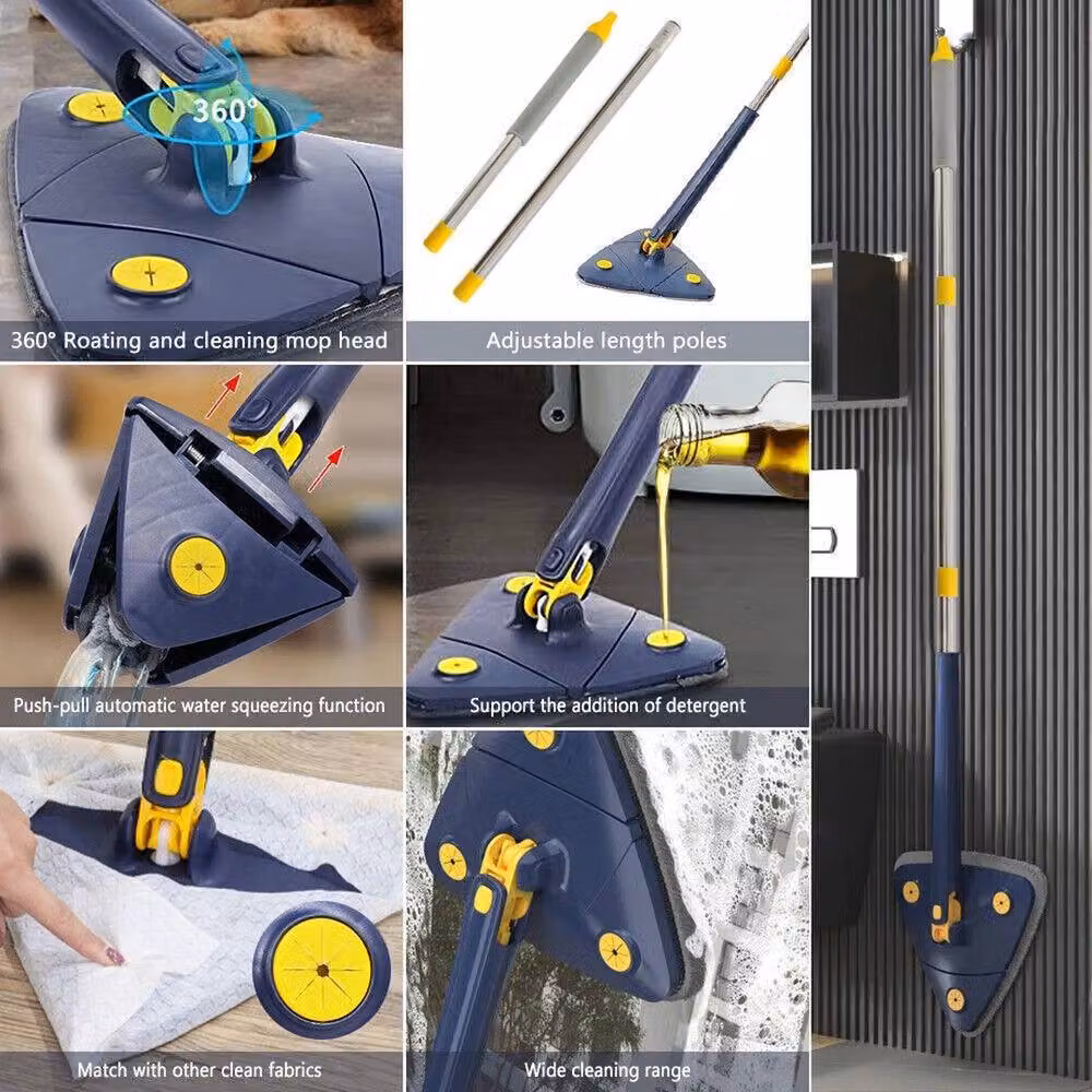 Havendro Blue Triangle Mop with 360 Degree Rotatable Squeeze and Microfibre Head – 6