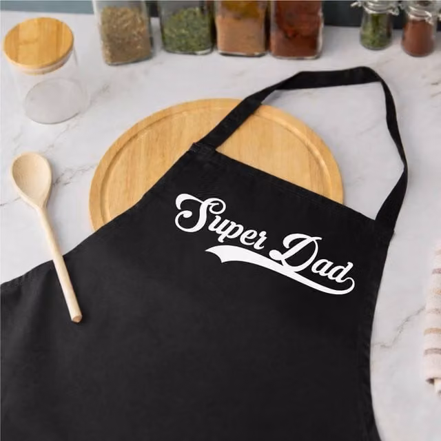 60 SECOND MAKEOVER Men's Super Dad Black Apron – 1