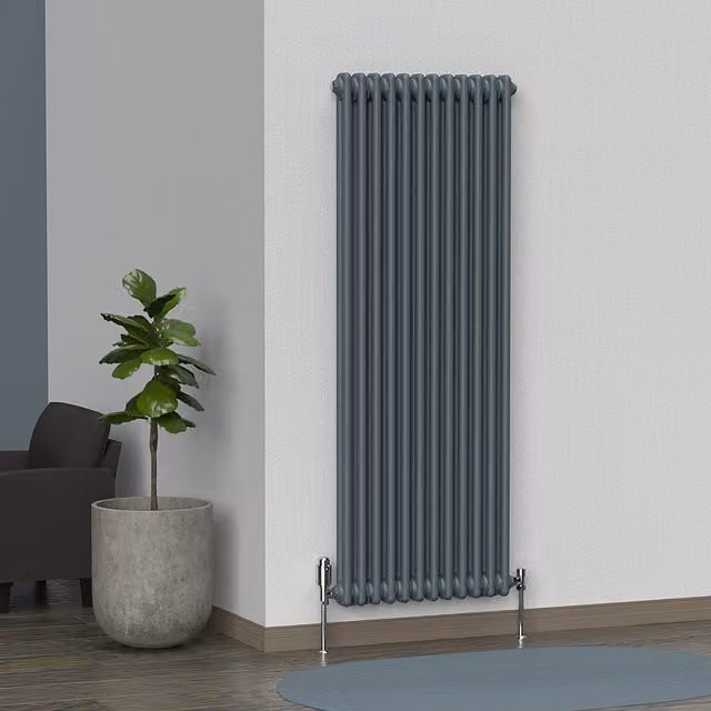 Lux Heat Vertical Coloured Column Radiator in Slate Grey, H 150 cm x W 56 cm