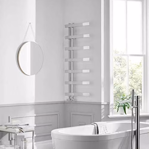 TowelRads Horton Chrome Designer Towel Rail, Silver, W: 50 cm, H: 120 cm