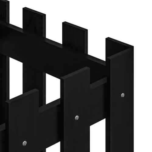 vidaXL Garden Planter with Fence Design in Black Solid Wood, W/D/H: 40 x 40 x 40 cm – 4