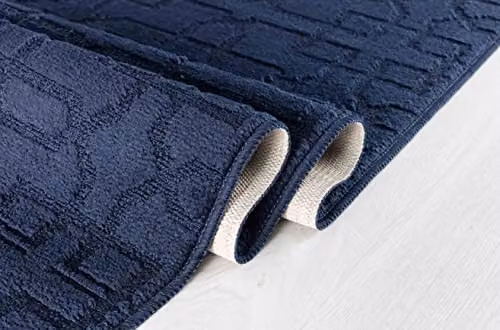 Desire Rugs Ivy Cubed Trellis Design Non-Slip Machine Washable Kitchen Door Mat, Blue, W: 40 cm, D: 60 cm – 3