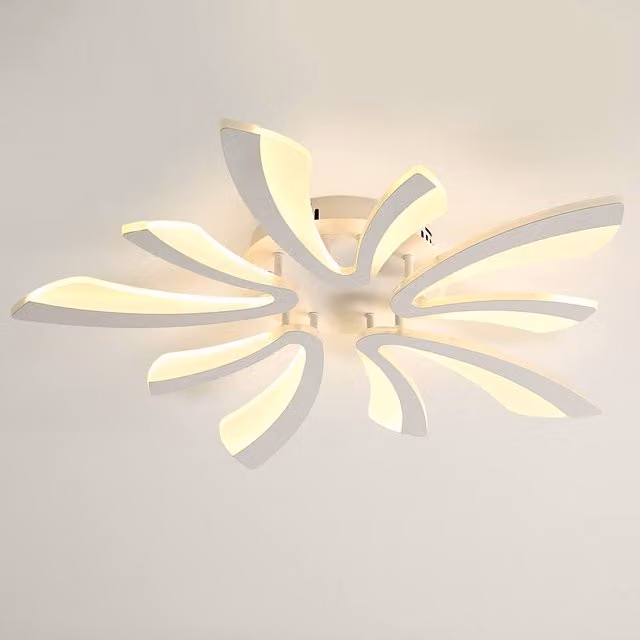 Pheashine Modern White V-Shape LED Ceiling Light, 50W, 3000K Warm White, Diameter: 68 cm