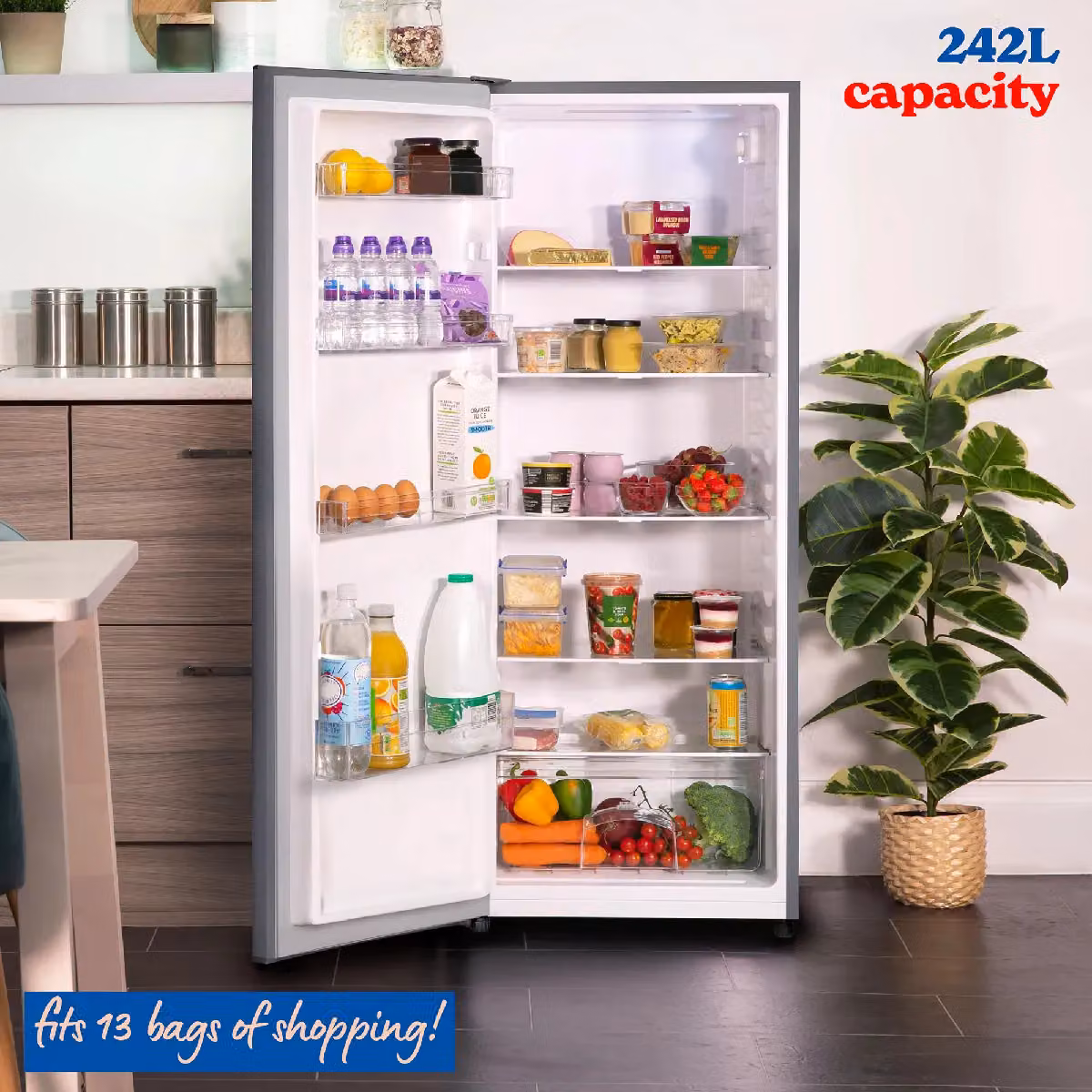 Russell Hobbs Silver Freestanding Larder Fridge with 242L Capacity, H 143 cm x W 55 cm x D 55 cm – 4