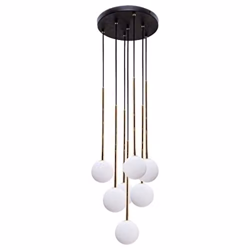 Netlighting Zumaline Ali Cluster Pendant Ceiling Light in Black with 7 x G9 Glass Spheres