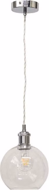 First Choice Lighting Barnum Retro Pendant Fitting with Transparent Glass Sphere and Chrome Finish