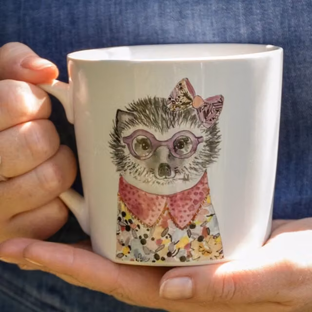 Mikasa Tipperleyhill Bone China Hedgehog Print Mug, White, 380ml