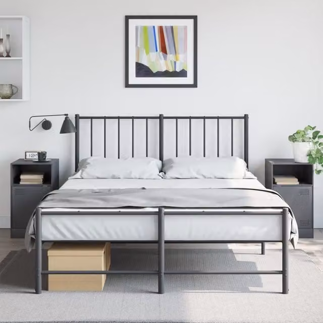 Berkfield Home Set of 2 Anthracite and Black Metal Bedside Cabinets, W/D/H: 34.5 x 39 x 62 cm – 1