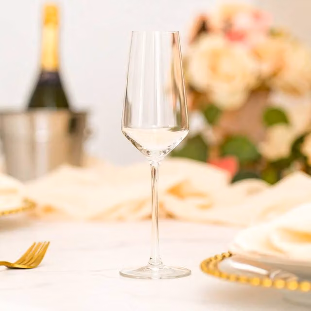 Madison & Mayfair Set of 6 Transparent Glass Champagne Flutes, 23cl