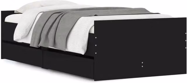 Berkfield Home Modern Small Single Bed Frame with Drawers, Black, W: 75 cm x D: 190 cm