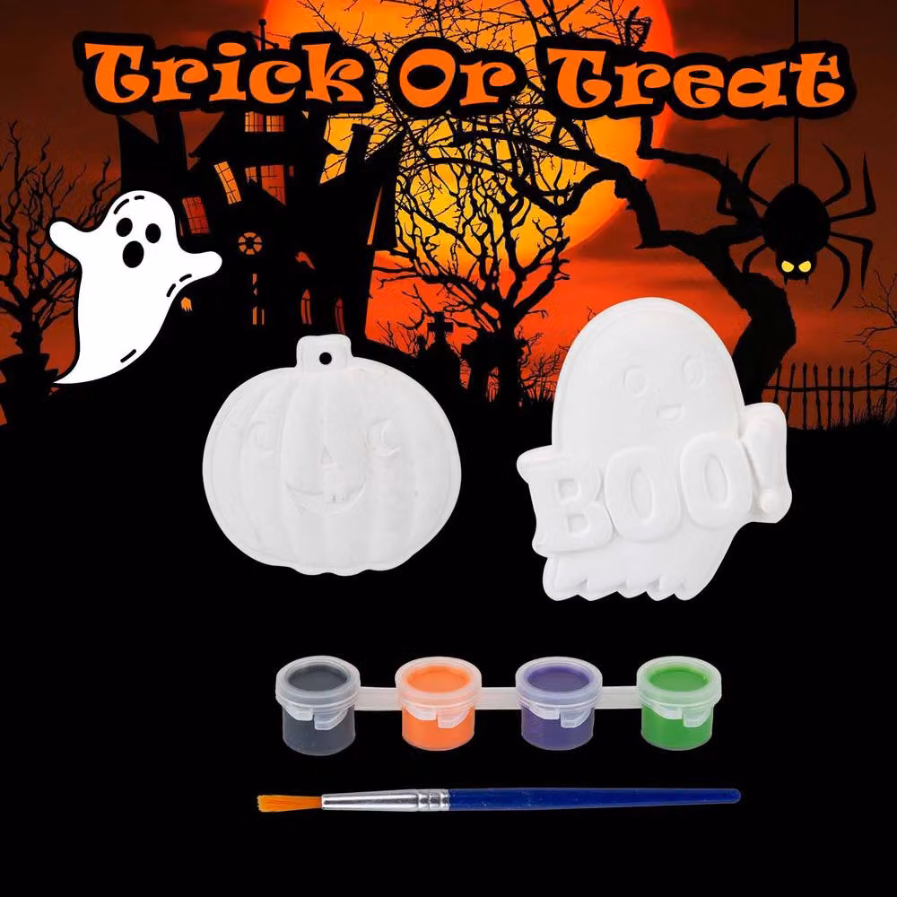 VFM e-Store Halloween Paint Your Own Decorations, 2 Pack, Multicolour and White – 3