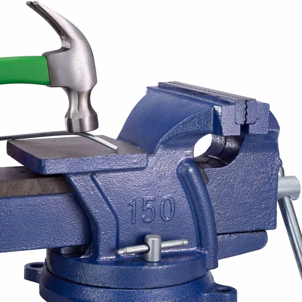 tectake Bench Vice in Blue, 16.5 cm – 3
