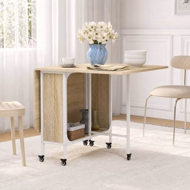 STILVORA Modern Extendable Drop Leaf Dining Table in Brown – 1