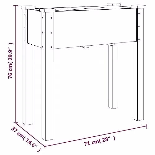 vidaXL Planter with Liner in Grey, Solid Fir Wood, W/D/H: 71 x 37 x 76 cm – 3