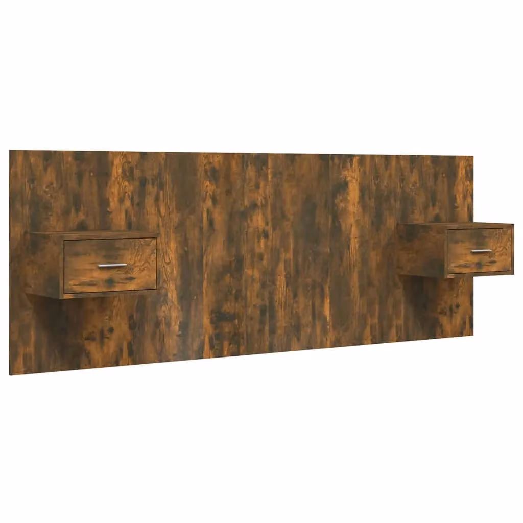 Berkfield Home Bed Headboard with Integrated Cabinets and Bedside Shelves in Smoked Oak Brown – 2