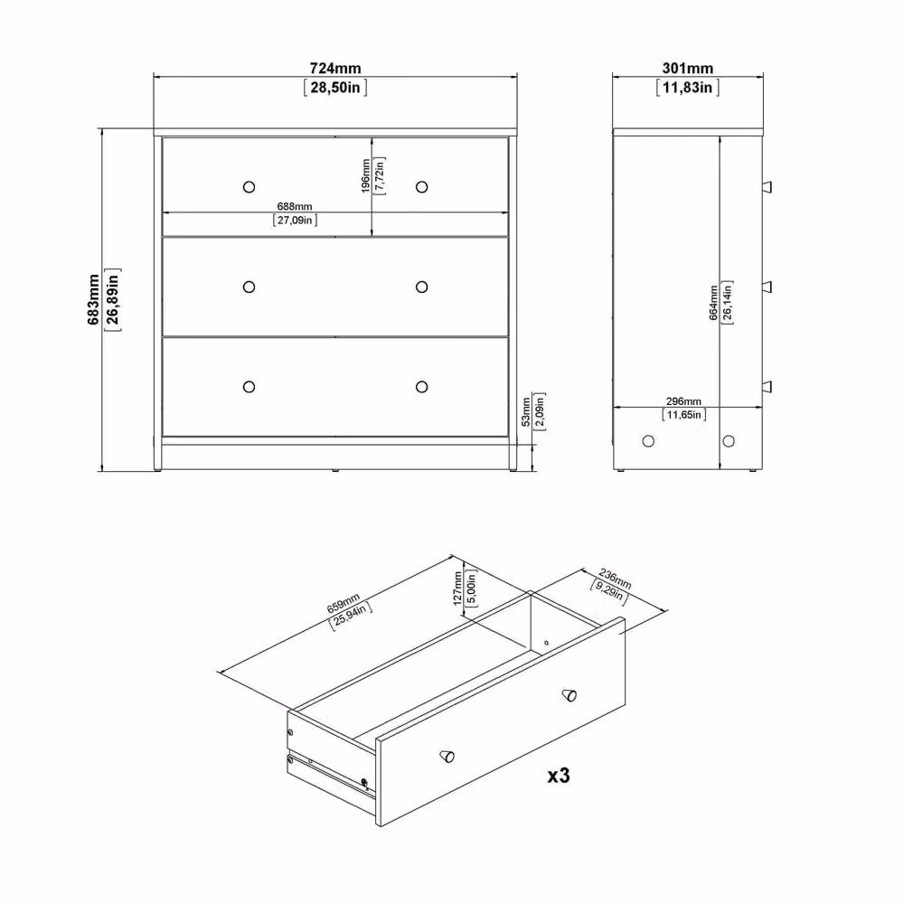 Wyld Haus Tainan Black 3 Drawer Chest – 6