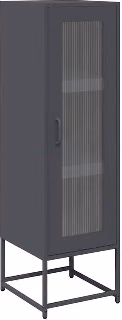 Berkfield Home Anthracite Highboard with Glass Doors and Internal Shelves, W/D/H: 36 x 39 x 123 cm