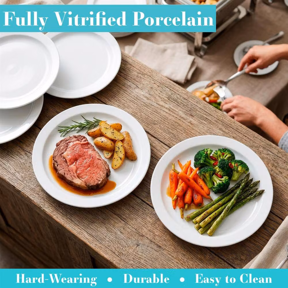 Argon Tableware Classic White Porcelain Dinner Plates, Pack of 24, Diameter: 23 cm – 2
