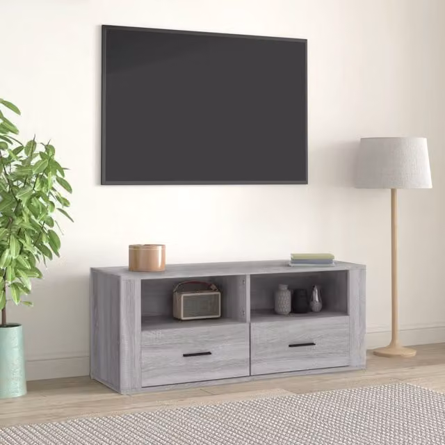 Berkfield Home Grey Sonoma TV Cabinet in Engineered Wood, W: 100 cm, D: 40 cm, H: 40 cm – 1