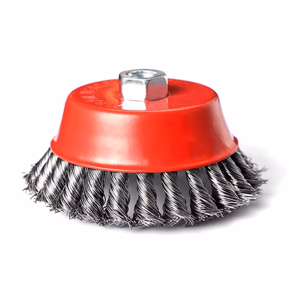 Ventryn 8-Piece Twist Knot Wire Cup Brush Set for M14 Angle Grinders in Red and Multicolour – 3