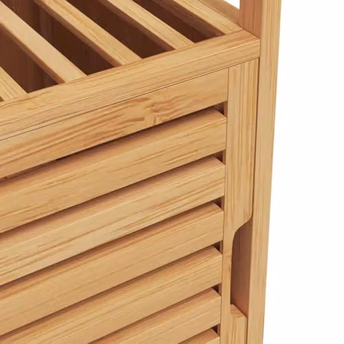 vidaXL Bamboo Bathroom Cabinet in Brown with Hinged Doors and Internal Shelves, W/D/H: 33 x 33 x 87 cm – 4