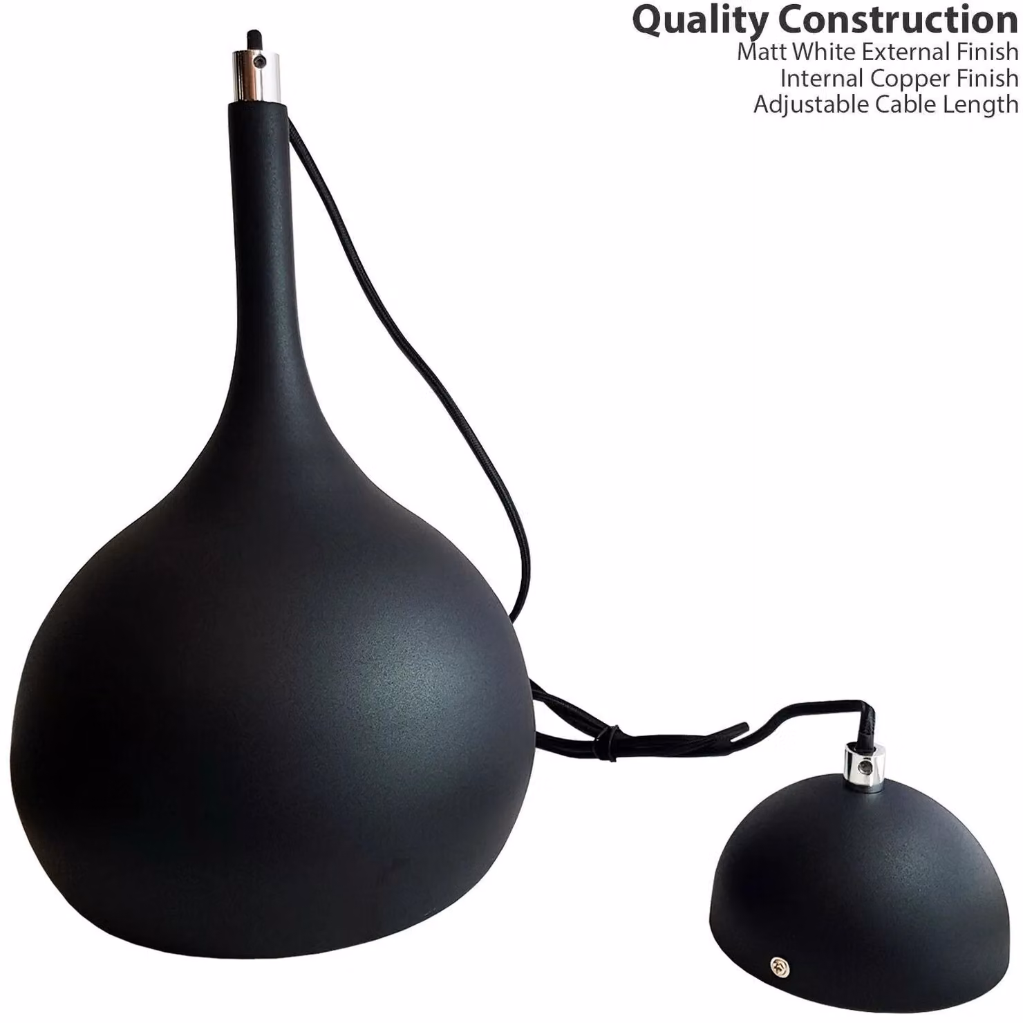 Loops Modern LED Hanging Ceiling Pendant Light in Matt Black and Copper for Kitchen or Dining Room – 2