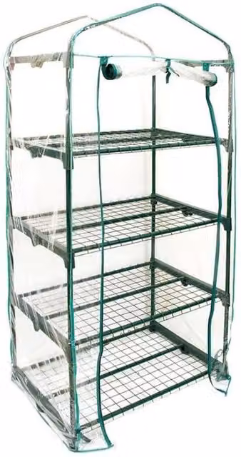 KDMD 4 Tier Mini Greenhouse with Transparent Waterproof UV Resistant PVC Cover in Green – 1