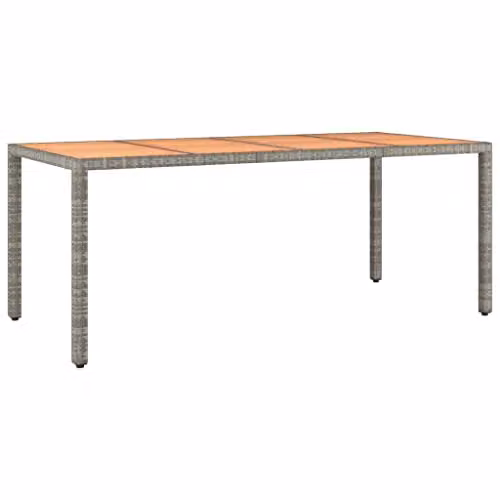 vidaXL Extendable Rectangular Garden Table with Grey Poly Rattan and Acacia Wood Top