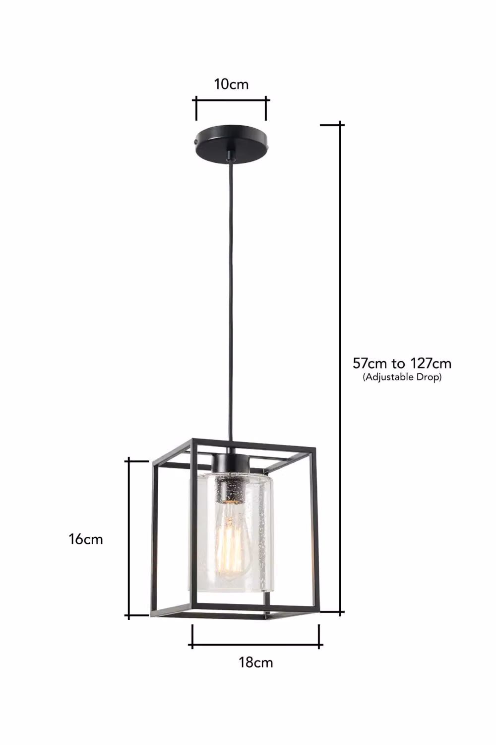 BHS Lighting Hardy Modern Cube Ceiling Pendant Light in Black with Transparent Glass – 3