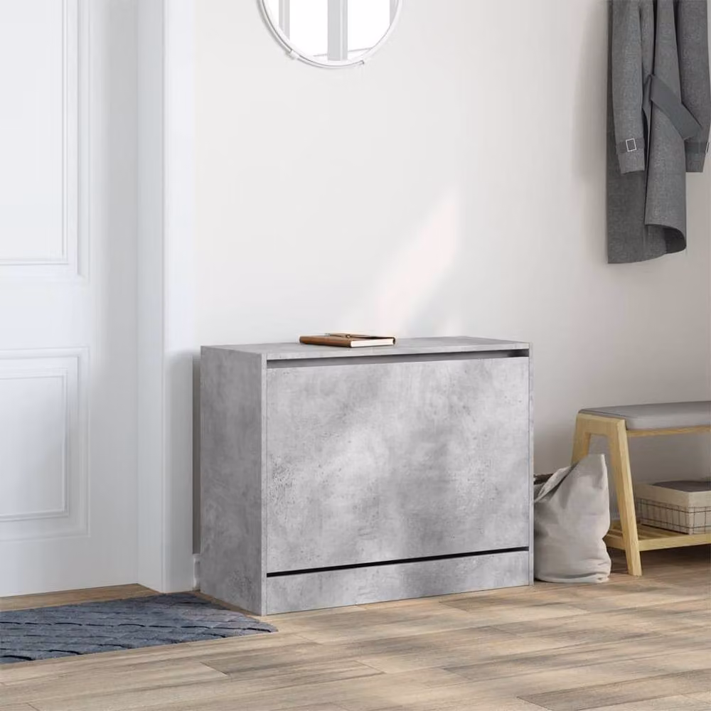 Berkfield Home Modern Grey Shoe Cabinet with Tilting Compartments, W/D/H: 80 x 34 x 63 cm – 3