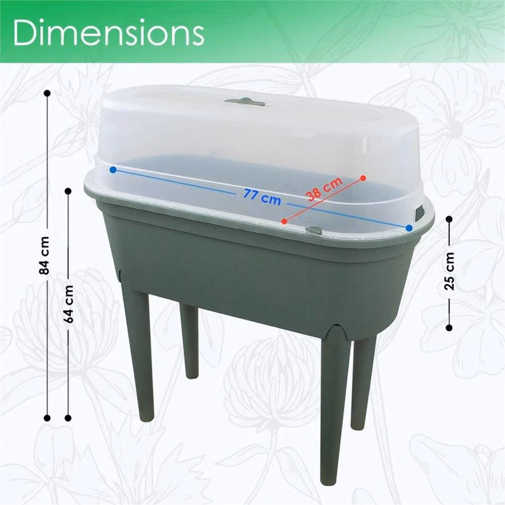 EONLION Green and Black Plastic Raised Bed Planter for Vegetable, Herb and Ornamental Gardens, W/D/H: 84 x 77 x 38 cm – 2