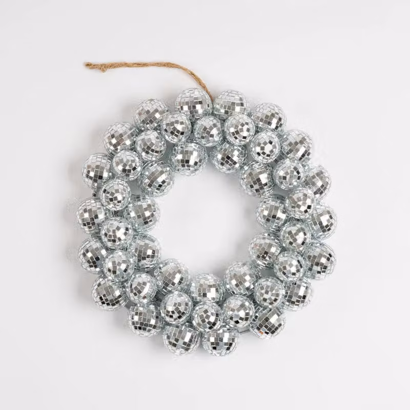 Scottish Everlastings Ltd Silver Mirror Ball Wreath, Diameter: 32 cm – 2