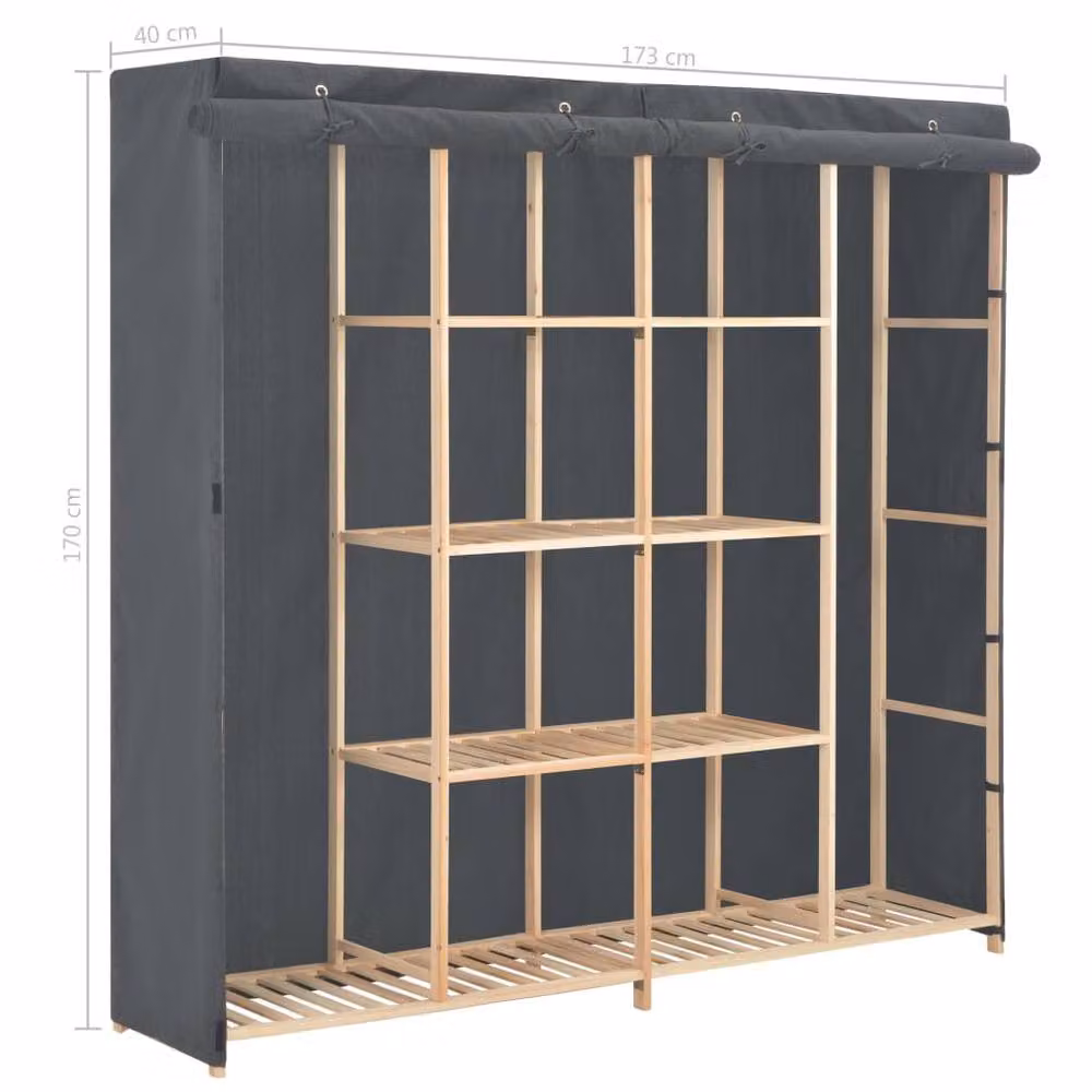 Berkfield Home Grey Fabric Wardrobe W/D/H: 173 x 40 x 170 cm – 2