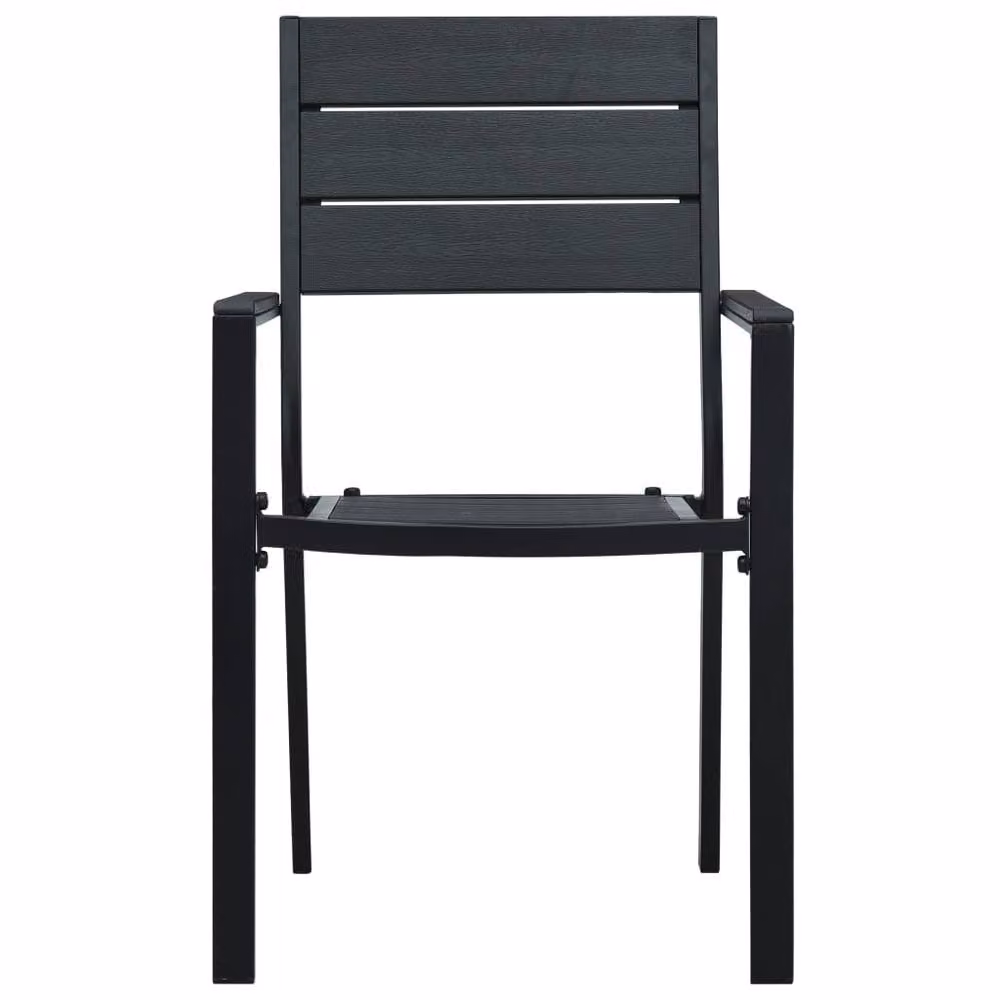 Berkfield Home Set of 2 Modern Black Wood Look Garden Chairs in HDPE and Steel – 3