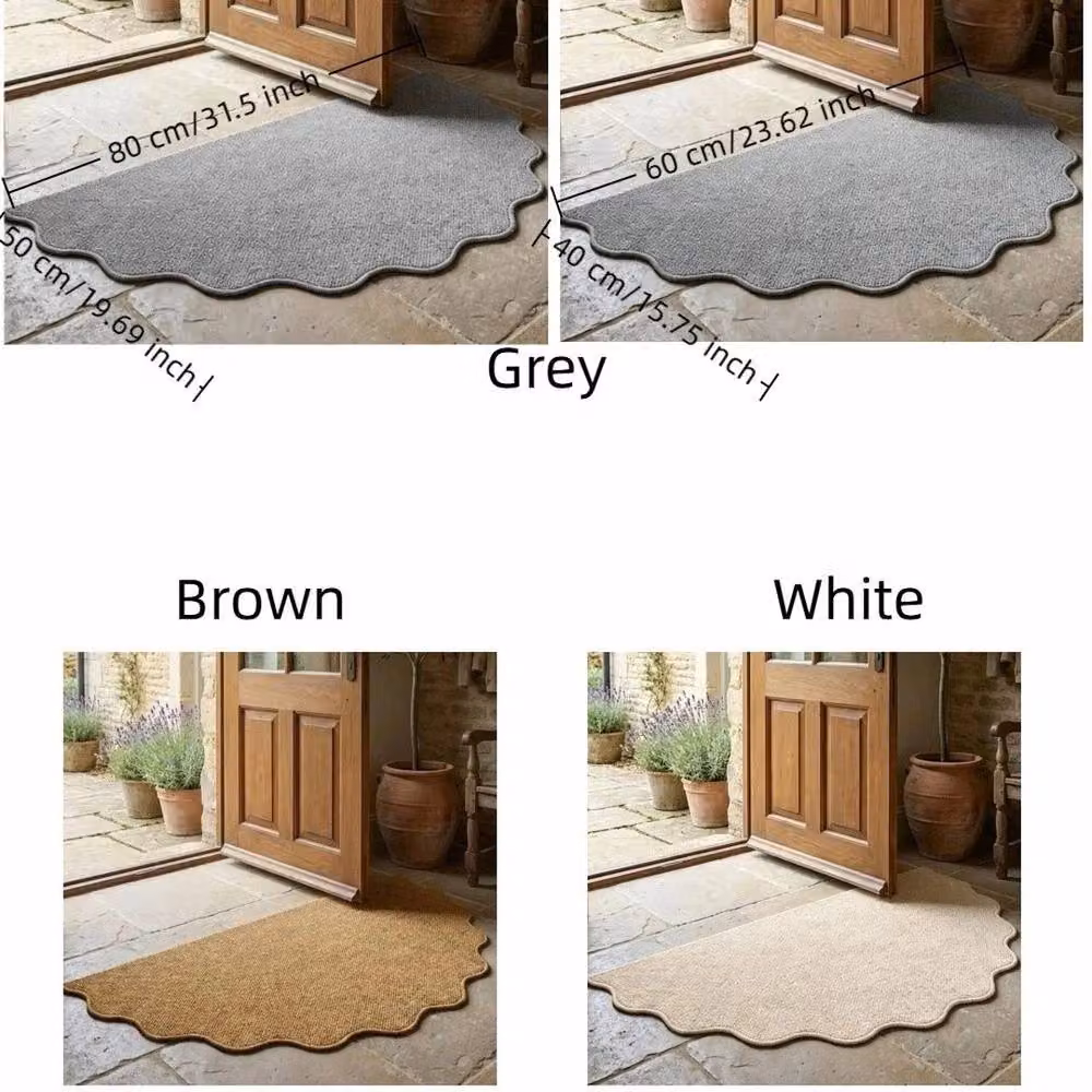 FLAVORA Grey Irregular Entrance Door Mat Rug, Dirt Repellent, W/D: 100 x 100 cm – 3