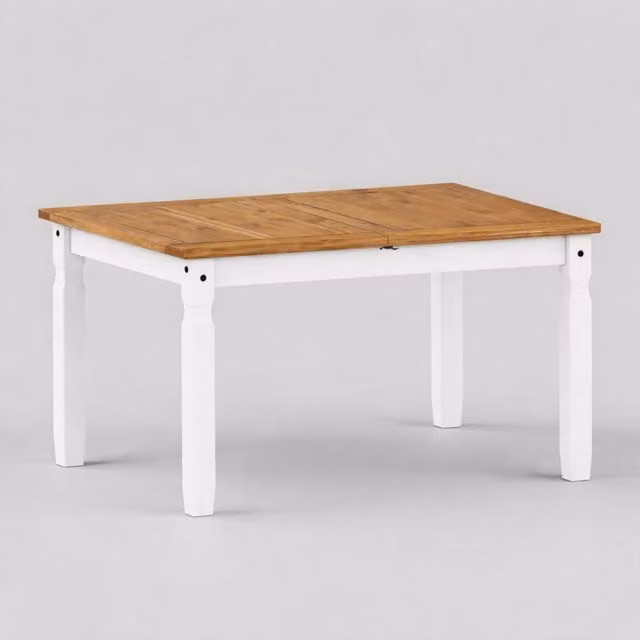 Mercers Furniture Corona Small Extending Rectangular Dining Table in Distressed White Waxed Pine, W/D/H: 120 x 76 x 90 cm