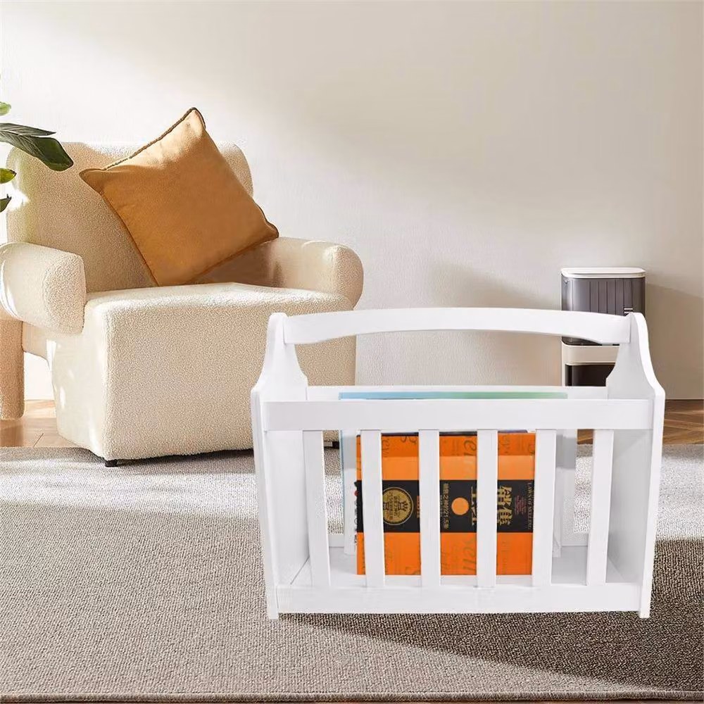 Pawnora Minimalist Freestanding Magazine Rack Holder in Matt White – 2
