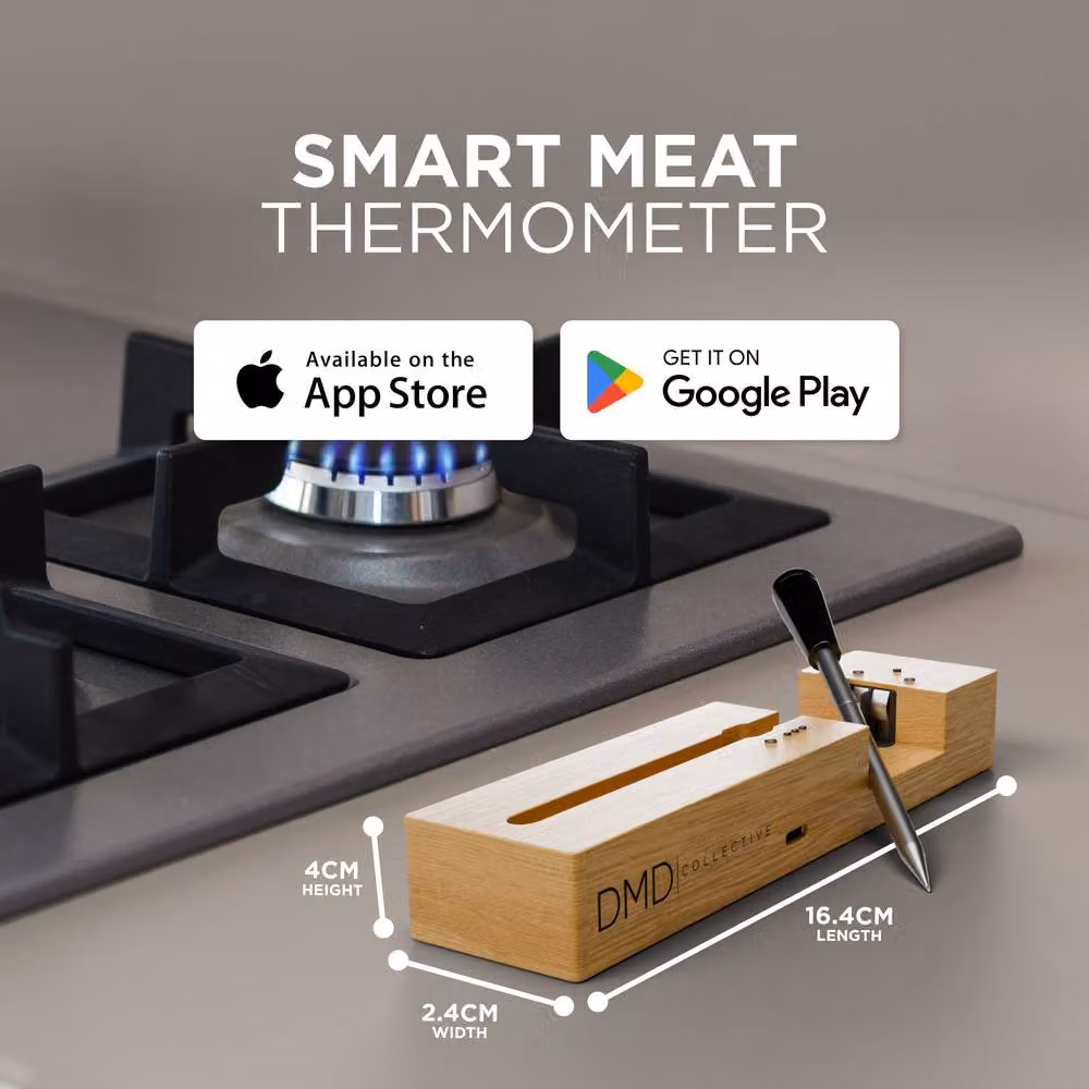DMD Collective Wireless Bluetooth Meat Thermometer with Temperature Alarm and App Control in Brown – 2