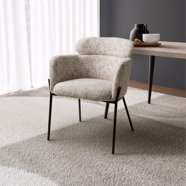 Shankar Pair of Modern Tub Accent Chairs with Armrests in Plain Fabric