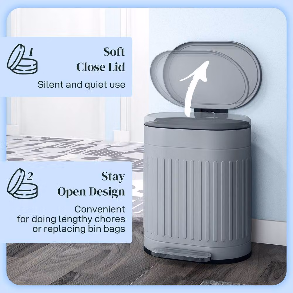 STILVORA 20L Kitchen Pedal Bin with Soft-Close Lid and Removable Inner Bucket in Grey – 5