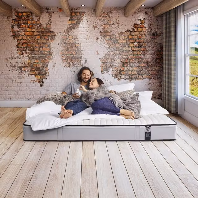 Jay-Be Benchmark S7 Tribrid Pocket Sprung Memory Mattress, King Size, Grey, W: 180 cm, D: 200 cm