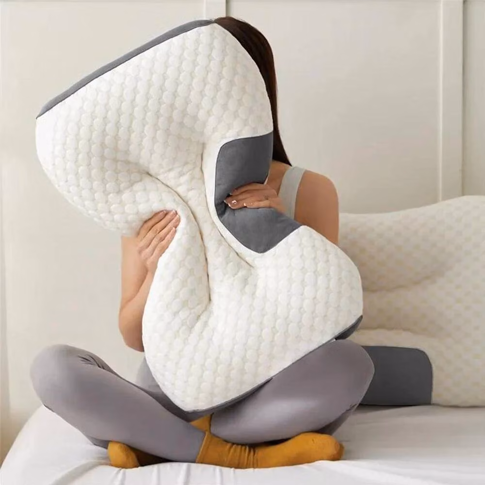NESTLUNE Pack of 2 Antibacterial Ergonomic Memory Foam Cot Pillows in White – 3